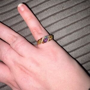 18k Gold Plated Sterling Silver Multi Gemstone Ring Size 7